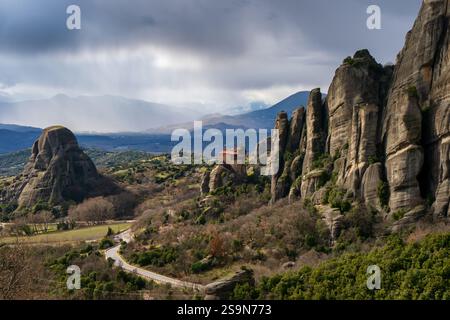Meteora, antico monastero di San Nicola Anapafsas, sito patrimonio dell'umanità dell'UNESCO Foto Stock