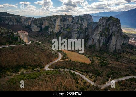 Meteora, antico monastero Santa di Santa Barbara di Rousanos, sito patrimonio dell'umanità dell'UNESCO Foto Stock