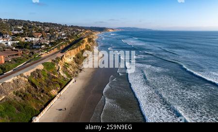 Vista aerea della costa californiana di San Diego a del Mar Foto Stock