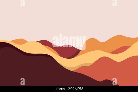Design minimalista di montagna. Panorama di un paesaggio montano Illustrazione Vettoriale