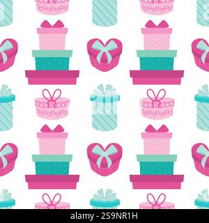 Confezioni regalo con motivo piatto senza cuciture vettoriale Illustrazione Vettoriale