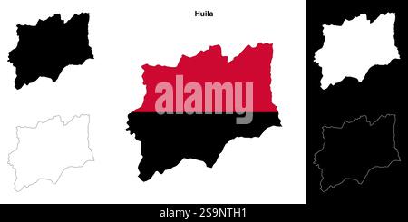Set di mappe della provincia di Huila Illustrazione Vettoriale