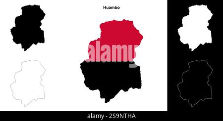 Set di mappe della provincia di Huambo Illustrazione Vettoriale
