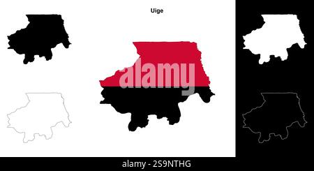 Set di mappe del profilo della provincia di Uige Illustrazione Vettoriale