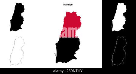 Set di mappe della provincia di Namibe Illustrazione Vettoriale