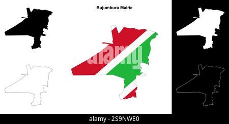 Bujumbura Mairie provincia contorno mappa set Illustrazione Vettoriale