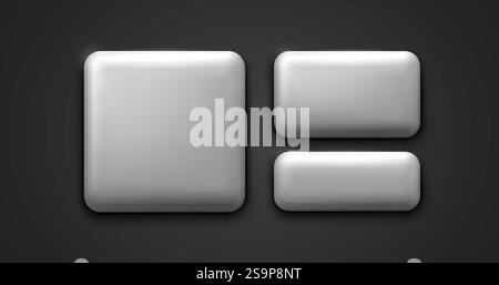 Etichetta con cornice bianca, pulsante barra eventi, cartello grigio. Vettore Illustrazione Vettoriale