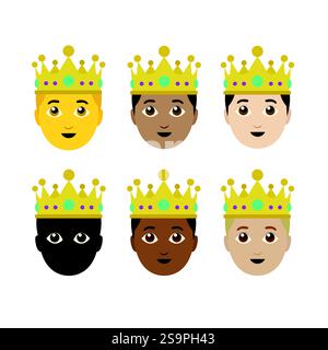 immagine vettoriale dell'icona del simbolo emoji della corona del re principe Illustrazione Vettoriale