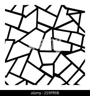 Superficie con una consistenza simile a quella del vetro rotto. Crea l'impressione di un vetro frantumato o incrinato. Illustrazione vettoriale isolata su sfondo bianco Illustrazione Vettoriale