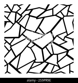 Superficie con una consistenza simile a quella del vetro rotto. Crea l'impressione di un vetro frantumato o incrinato. Illustrazione vettoriale isolata su sfondo bianco Illustrazione Vettoriale
