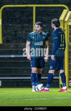 Hasselt, Belgio. 25 gennaio 2025. Kroonen Jerome Petrus (5) dello Sporting Hasselt, nella foto di sabato 25 gennaio 2025 a Hasselt, Belgio, durante una partita di calcio tra lo Sporting Hasselt e il KSK Heist. Crediti: Sportpix/Alamy Live News Foto Stock