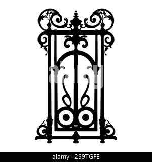 Bella e ornamentale silhouette di barre nere. Silhouette vettoriale di ferro decorativo ornamentale Illustrazione Vettoriale