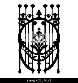 Bella e ornamentale silhouette di barre nere. Silhouette vettoriale di ferro decorativo ornamentale Illustrazione Vettoriale