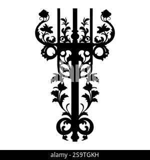 Bella e ornamentale silhouette di barre nere. Silhouette vettoriale di ferro decorativo ornamentale Illustrazione Vettoriale