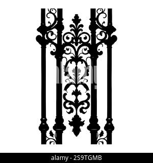 Bella e ornamentale silhouette di barre nere. Silhouette vettoriale di ferro decorativo ornamentale Illustrazione Vettoriale