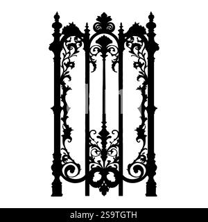 Bella e ornamentale silhouette di barre nere. Silhouette vettoriale di ferro decorativo ornamentale Illustrazione Vettoriale