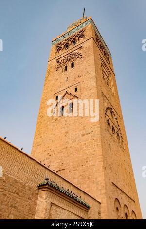 Marrakech, Marocco. Moschea di Koutoubia. La più antica moschea di Marrakech degli anni '1100 Foto Stock