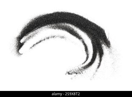 Vortice di sabbia nera su sfondo bianco Foto Stock