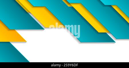 Elementi di carta blu e arancione sfondo geometrico astratto. Progettazione vettoriale Illustrazione Vettoriale