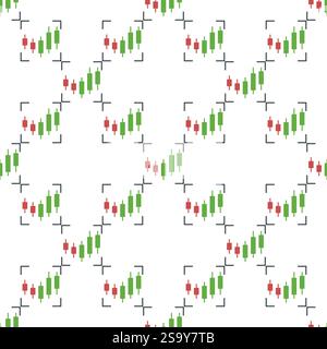 Candlestick Chart Analysis Vector Cryptocurrency Trading Concept Seamless pattern Illustrazione Vettoriale