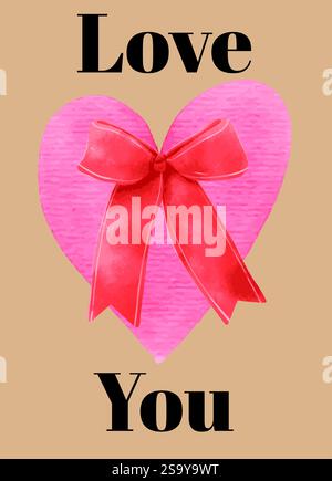 Carta vettoriale per san valentino con motivo a forma di cuore e arco, set di carte Creative Concept of Happy Valentines Day. Moderna arte astratta Illustrazione Vettoriale