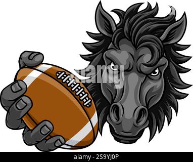 Horse Mustang Stallion Football Sports Team Mascot Illustrazione Vettoriale