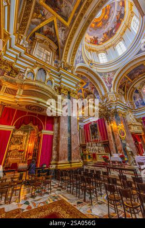 L'interno della Cattedrale metropolitana di San Paolo, Mdina, Malta, Europa meridionale Foto Stock