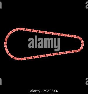 Catena neon bicicletta bicicletta elemento moto colore rosso immagine vettoriale luce piatta. Catena neon bicicletta bicicletta elemento moto colore rosso immagine vettoriale stile piatto Illustrazione Vettoriale