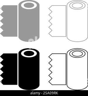 Rotolo di carta assorbente monouso carta da parati tessuto per ufficio icona grigio colore nero vettoriale immagine semplice riempimento solido contorno linea di contorno sottile stile piatto. Rotolo di carta assorbente monouso carta da parati tessuto per ufficio icona grigio colore nero immagine vettoriale riempimento solido contorno linea sottile stile piatto Illustrazione Vettoriale