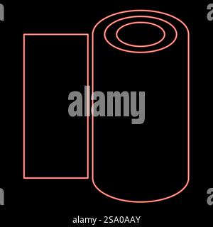 Carta assorbente in rotoli al neon, carta da parati, tessuto, accessori per ufficio, immagine vettoriale di colore rosso, luce piatta. Carta assorbente in rotoli al neon, carta da parati, carta da parati, tessuto, attrezzature per ufficio, colore rosso, immagine vettoriale, stile piatto Illustrazione Vettoriale