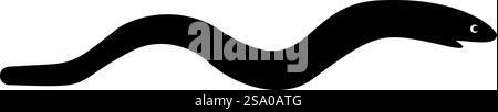 Anguilla a forma di serpente icona del concetto di pesce colore nero immagine vettoriale stile piatto semplice. Anguilla a forma di serpente, icona di pesce, colore nero, immagine vettoriale, stile piatto Illustrazione Vettoriale