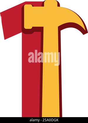 Icona del logo del martello design piatto vettoriale Illustrazione Vettoriale