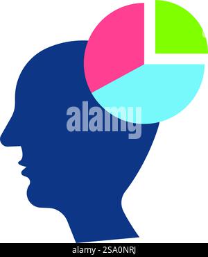 Profilo sagoma testa a torta ideale per presentazioni aziendali, report finanziari e infografiche Illustrazione Vettoriale