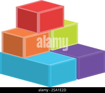 Vettore cartoni animati icona blocchi da costruzione. Bambini che giocano. Gioco educativo. Vettore cartoni animati icona blocchi da costruzione. Bambini che giocano Illustrazione Vettoriale