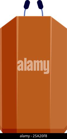 Vettore cartoni animati icona tribuna in legno. Spettacolo pubblico. Microfoni con supporto vuoto. Vettore cartoni animati icona tribuna in legno. Spettacolo pubblico Illustrazione Vettoriale