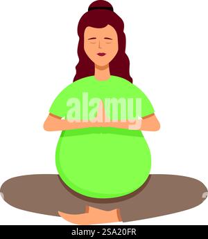 Donna incinta rilassamento tempo icona vettore cartone animato. Gruppo di meditazione yoga. Controllare che sia stata curata una femmina. Donna incinta rilassamento tempo icona vettore cartone animato. Gruppo di meditazione yoga Illustrazione Vettoriale
