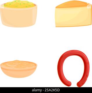 Le icone della cucina olandese impostano il vettore isometrico. Vari piatti olandesi. Cibo tradizionale. Le icone della cucina olandese impostano il vettore isometrico. Vari piatti olandesi Illustrazione Vettoriale
