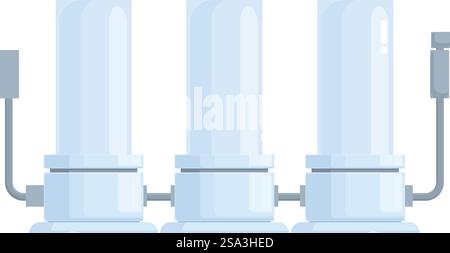 Cartone animato di tre punti di ricarica ev per veicoli elettrici, che riflettono il consumo di energia pulita. Illustrazione vettoriale delle moderne stazioni di ricarica per auto elettriche Illustrazione Vettoriale