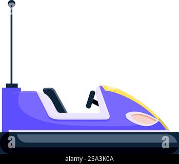 Illustrazione vettoriale di un'auto con paraurti viola, perfetta per i temi del parco divertimenti. Paraurti viola isolato su sfondo bianco Illustrazione Vettoriale