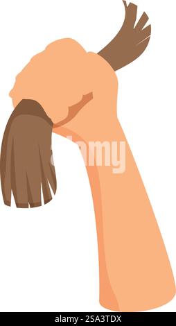 Immagine vettoriale di una mano in un gesto di pittura con un pennello con setole. Illustrazione con una mano che regge un pennello Illustrazione Vettoriale