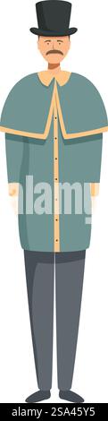 Gentiluomo vittoriano che indossa un cappello e un soprabito in piedi. Gentiluomo vittoriano che indossa cappello e soprabito in piedi Illustrazione Vettoriale