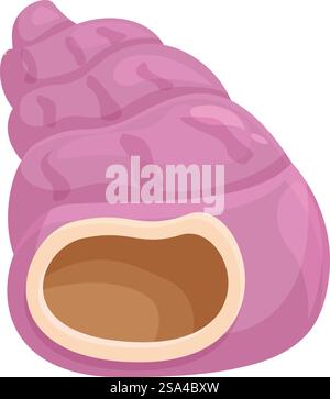 La conchiglia rosa si stende su un lato, mostrando il suo vuoto all'interno. Conchiglia rosa vuota all'interno su sfondo bianco Illustrazione Vettoriale