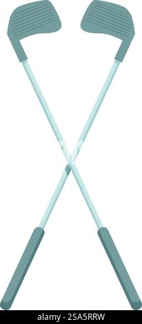 Due mazze da golf che si incrociano a formare una x su sfondo bianco. Due mazze da golf si incrociano a formare una x Illustrazione Vettoriale