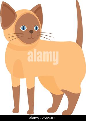 Immagine di un gatto siamese su sfondo bianco. Gatto siamese in piedi e con un'immagine Illustrazione Vettoriale