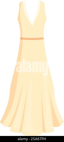 Abito lungo giallo con gonna fluida, perfetto per una varietà di eventi speciali. Abito lungo giallo che scorre elegantemente per un'occasione speciale Illustrazione Vettoriale