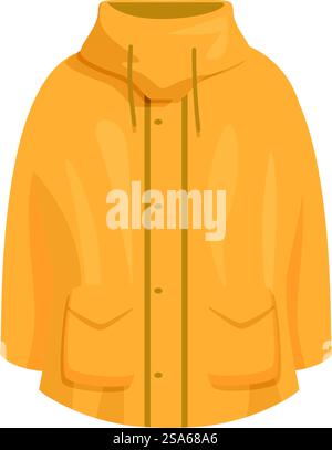 Impermeabile giallo che protegge dal freddo e dalla pioggia, perfetto per attività all'aperto in autunno o in primavera. Impermeabile giallo che protegge da freddo e pioggia Illustrazione Vettoriale