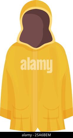 Impermeabile giallo impermeabile che protegge da freddo e pioggia, isolato su sfondo bianco. Impermeabile giallo impermeabile che protegge da freddo e pioggia Illustrazione Vettoriale