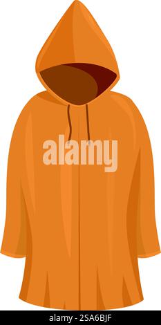Il lungo impermeabile giallo protegge dalla pioggia. Impermeabile giallo con cappuccio per una protezione perfetta Illustrazione Vettoriale