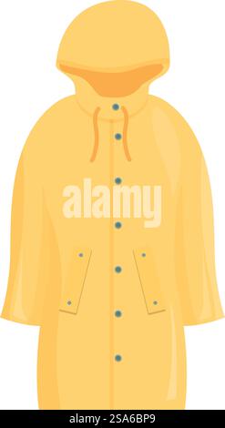 Impermeabile giallo con cappuccio che protegge da freddo e pioggia durante la stagione primaverile. Impermeabile giallo che protegge da freddo e pioggia durante la stagione primaverile Illustrazione Vettoriale