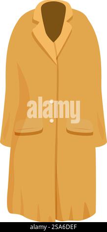 Long autumn beige trench coat with buttons and pockets hanging on white background. Long autumn beige trench coat hanging on white background Illustrazione Vettoriale